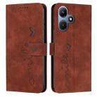 For Infinix Hot 30i Skin Feel Heart Pattern Leather Phone Case(Brown) - 1