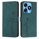 For Tecno Spark 10 Skin Feel Heart Pattern Leather Phone Case(Green) - 1