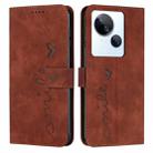 For Tecno Spark 10 5G Skin Feel Heart Pattern Leather Phone Case(Brown) - 1