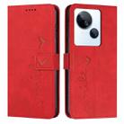 For Tecno Spark 10 5G Skin Feel Heart Pattern Leather Phone Case(Red) - 1