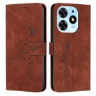 For Tecno Spark 10 Pro Skin Feel Heart Pattern Leather Phone Case(Brown) - 1