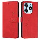 For Tecno Spark 10 Pro Skin Feel Heart Pattern Leather Phone Case(Red) - 1