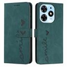 For Tecno Spark 10 Pro Skin Feel Heart Pattern Leather Phone Case(Green) - 1