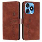 For Tecno Spark 10C Skin Feel Heart Pattern Leather Phone Case(Brown) - 1