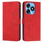 For Tecno Spark 10C Skin Feel Heart Pattern Leather Phone Case(Red) - 1