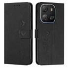 For Tecno Pop 7 Skin Feel Heart Pattern Leather Phone Case(Black) - 1