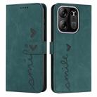 For Tecno Pop 7 Pro Skin Feel Heart Pattern Leather Phone Case(Green) - 1