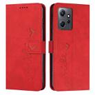 For Xiaomi Redmi Note 12 4G Global Skin Feel Heart Pattern Leather Phone Case(Red) - 1