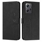 For Xiaomi Redmi Note 12 4G Global Skin Feel Heart Pattern Leather Phone Case(Black) - 1