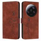 For Xiaomi 13 Ultra Skin Feel Heart Pattern Leather Phone Case(Brown) - 1