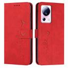 For Xiaomi Civi 2 / 13 Lite Skin Feel Heart Pattern Leather Phone Case(Red) - 1