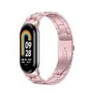 For Xiaomi Mi Band 8 Milanese Three-bead Metal Watch Band(Rose Pink) - 1