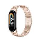 For Xiaomi Mi Band 8 Milanese Three-bead Metal Watch Band(Rose Gold) - 1