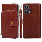 For Xiaomi Redmi Note 12 Turbo Zipper Bag Leather Phone Case(Brown) - 1