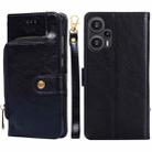 For Xiaomi Redmi Note 12 Turbo Zipper Bag Leather Phone Case(Black) - 1