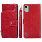 For Nokia C12 Zipper Bag Leather Phone Case(Red) - 1