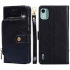 For Nokia C12 Zipper Bag Leather Phone Case(Black) - 1