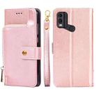 For Nokia C22 Zipper Bag Leather Phone Case(Rose Gold) - 1