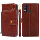 For Nokia C22 Zipper Bag Leather Phone Case(Brown) - 1