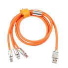 Mech Series 6A 120W 3 in 1 Metal Plug Silicone Fast Charging Data Cable, Length: 1.2m(Orange) - 2