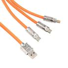 Mech Series 6A 120W 3 in 1 Metal Plug Silicone Fast Charging Data Cable, Length: 1.2m(Orange) - 3