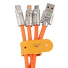 Mech Series 6A 120W 3 in 1 Metal Plug Silicone Fast Charging Data Cable, Length: 1.2m(Orange) - 4