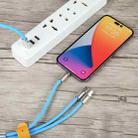 Mech Series 6A 120W 3 in 1 Metal Plug Silicone Fast Charging Data Cable, Length: 1.2m(Blue) - 6