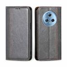 For Honor Magic5 Grid Texture Magnetic Flip Leather Phone Case(Grey) - 1