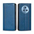 For Honor Magic5 Grid Texture Magnetic Flip Leather Phone Case(Blue) - 1