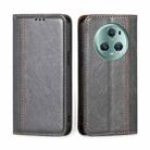 For Honor Magic5 Pro Grid Texture Magnetic Flip Leather Phone Case(Grey) - 1