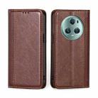 For Honor Magic5 Pro Grid Texture Magnetic Flip Leather Phone Case(Brown) - 1