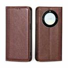 For Honor X40 Grid Texture Magnetic Flip Leather Phone Case(Brown) - 1
