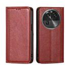 For OPPO Find X6 5G Grid Texture Magnetic Flip Leather Phone Case(Red) - 1