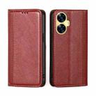 For Realme C55 4G Grid Texture Magnetic Flip Leather Phone Case(Red) - 1