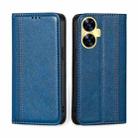 For Realme C55 4G Grid Texture Magnetic Flip Leather Phone Case(Blue) - 1