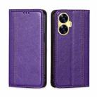 For Realme C55 4G Grid Texture Magnetic Flip Leather Phone Case(Purple) - 1