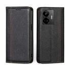 For Realme GT Neo 5 / GT3 Grid Texture Magnetic Flip Leather Phone Case(Black) - 1