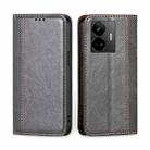 For Realme GT Neo 5 / GT3 Grid Texture Magnetic Flip Leather Phone Case(Grey) - 1