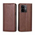 For Realme GT Neo 5 / GT3 Grid Texture Magnetic Flip Leather Phone Case(Brown) - 1