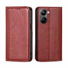 For Realme V30 5G / V30t Grid Texture Magnetic Flip Leather Phone Case(Red) - 1