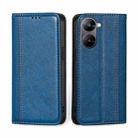 For Realme V30 5G / V30t Grid Texture Magnetic Flip Leather Phone Case(Blue) - 1