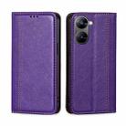 For Realme V30 5G / V30t Grid Texture Magnetic Flip Leather Phone Case(Purple) - 1