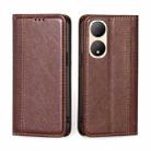 For vivo Y100 5G Grid Texture Magnetic Flip Leather Phone Case(Brown) - 1