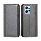 For Xiaomi Redmi Note 12 4G Global Grid Texture Magnetic Flip Leather Phone Case(Grey) - 1