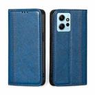 For Xiaomi Redmi Note 12 4G Global Grid Texture Magnetic Flip Leather Phone Case(Blue) - 1