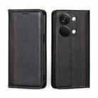 For OnePlus Ace 2V 5G Grid Texture Magnetic Flip Leather Phone Case(Black) - 1