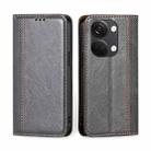 For OnePlus Ace 2V 5G Grid Texture Magnetic Flip Leather Phone Case(Grey) - 1