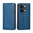 For OnePlus Ace 2V 5G Grid Texture Magnetic Flip Leather Phone Case(Blue) - 1