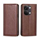 For OnePlus Ace 2V 5G Grid Texture Magnetic Flip Leather Phone Case(Brown) - 1