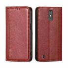 For ZTE Blade A32 Grid Texture Magnetic Flip Leather Phone Case(Red) - 1